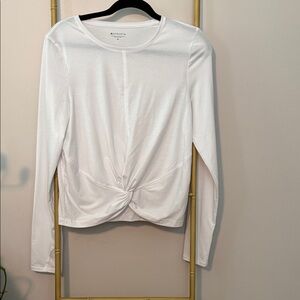 Athleta White Long-Sleeve Twist-Front Tee